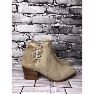 Aldo Montasico Gray Suede Leather Lace Heel Booties Shoes Women Sz 8.5/39EU